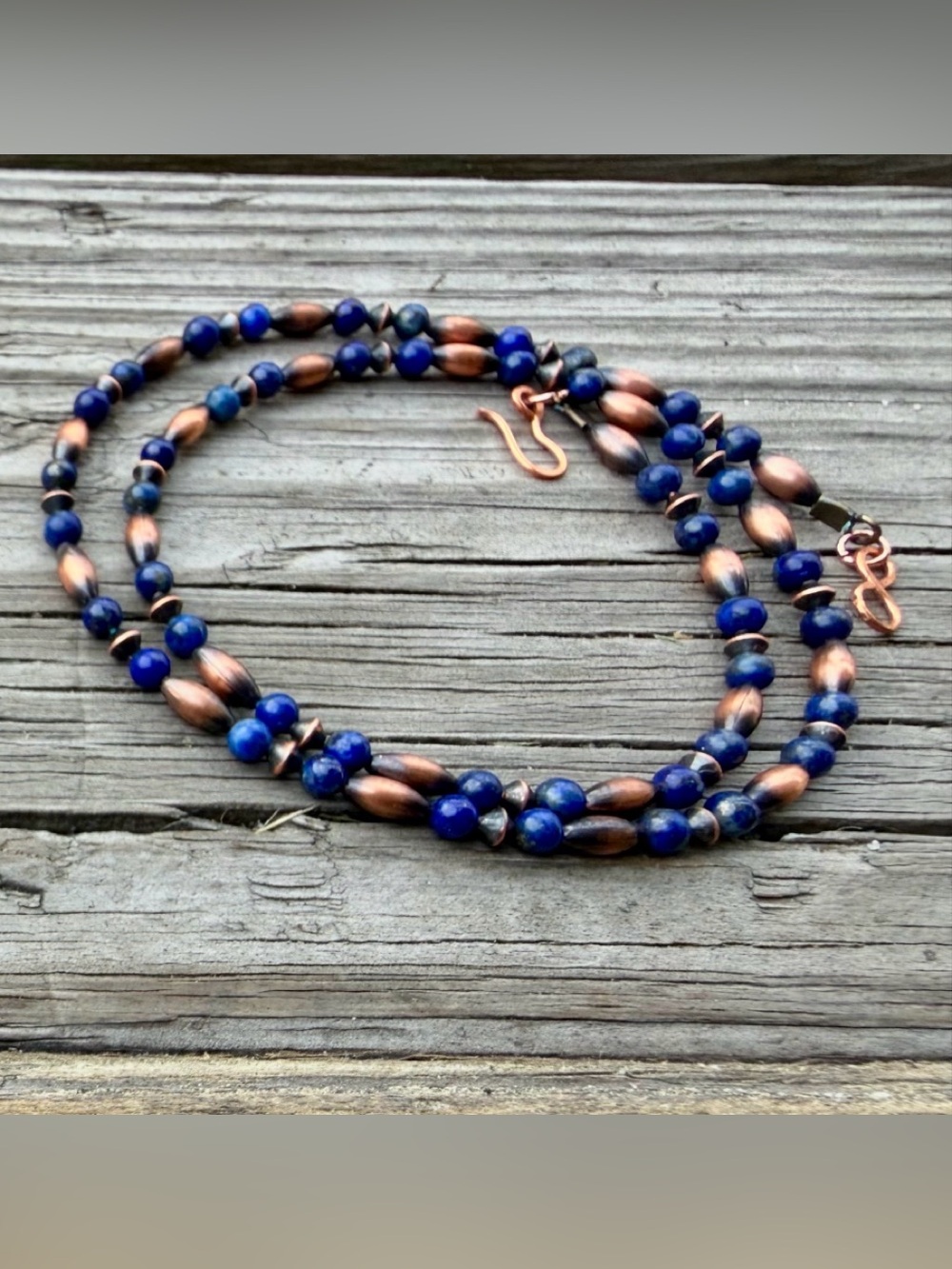 16" NAVAJO Pearls Desert Lapis Lazuli Petite Southwest Native Western Necklace